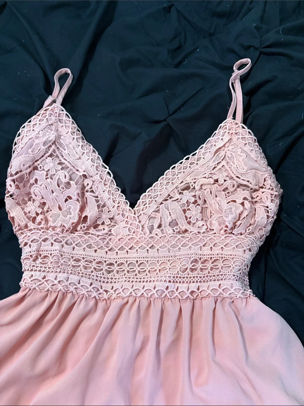 Lace-Trim Pink Tiered Sundress